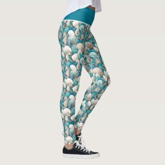 Coastal Christmas Bold Seahorse Pattern#4 ID1009 Leggings