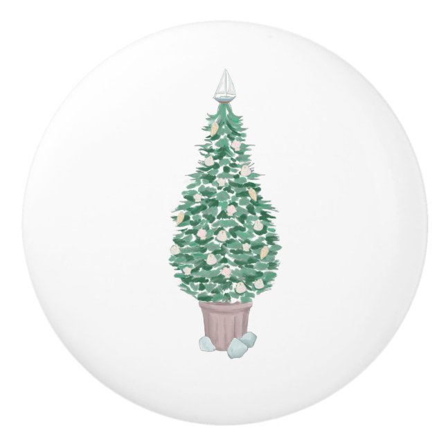 Coastal Christmas Ceramic Drawer Cabinet Pull (Front)
