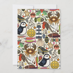 coastal christmas decorations pearl holiday card