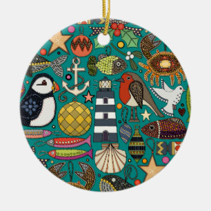 coastal christmas decorations teal