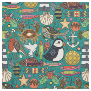 coastal christmas decorations teal fabric