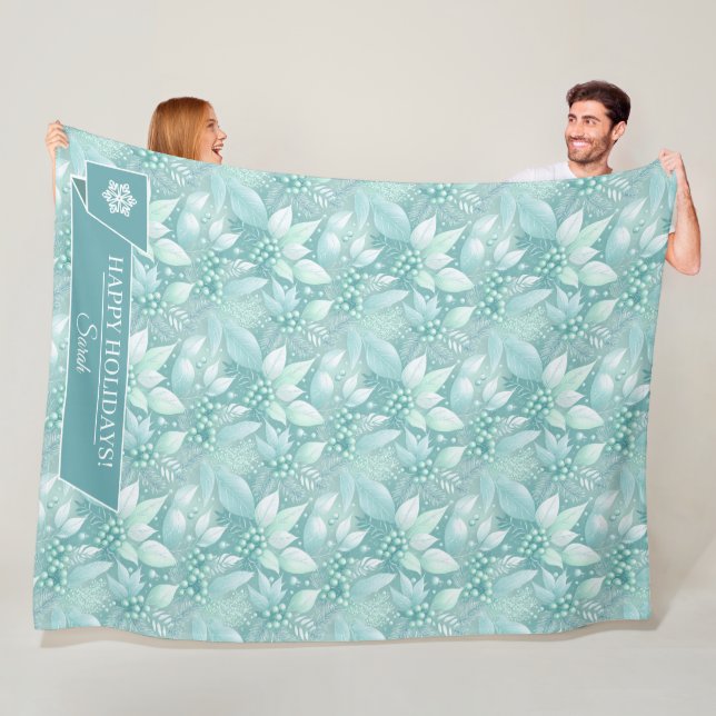 Coastal Christmas Foliage Berries Pattern#7 ID1009 Fleece Blanket (In Situ)