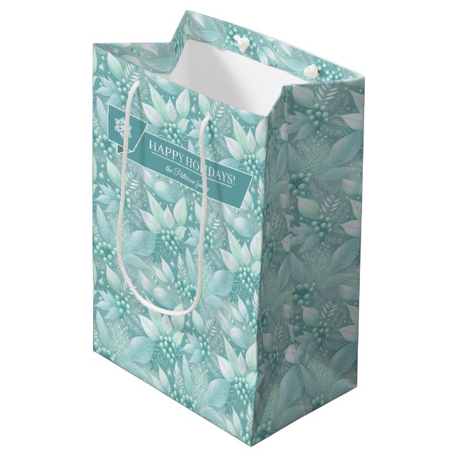 Coastal Christmas Foliage Berries Pattern#7 ID1009 Medium Gift Bag (Front Angled)