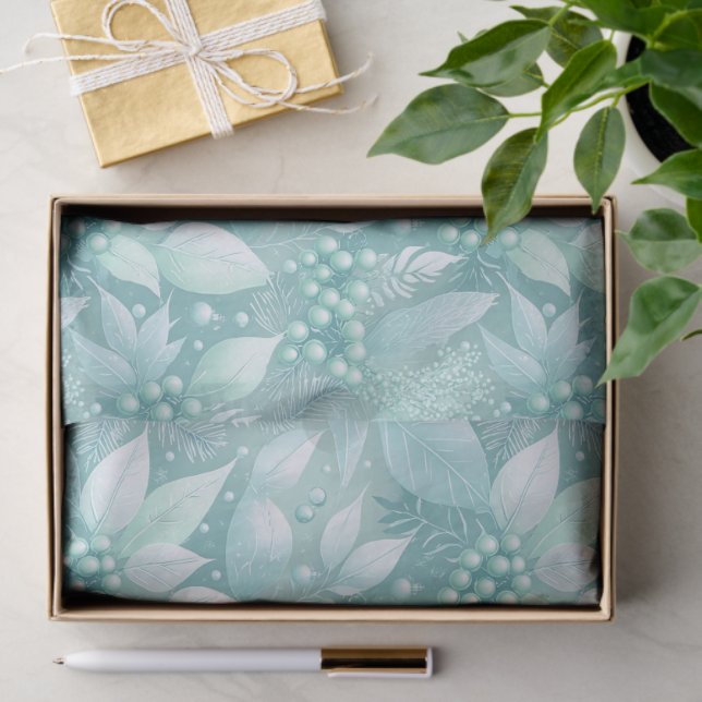 Coastal Christmas Foliage Berries Pattern#7 ID1009 Tissue Paper (Gift)