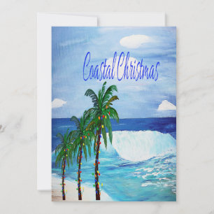 Coastal Christmas Holiday greeting cards. Invitation