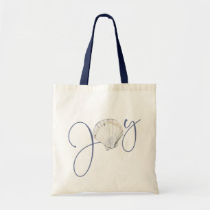 Coastal Christmas Joy Seashell Nautical Holiday Tote Bag