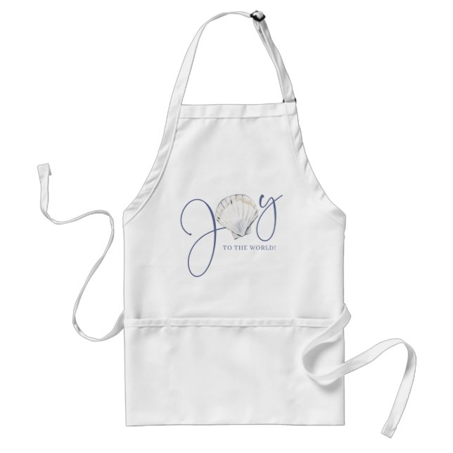 Coastal Christmas Joy Seashell Nautical Standard Apron (Front)