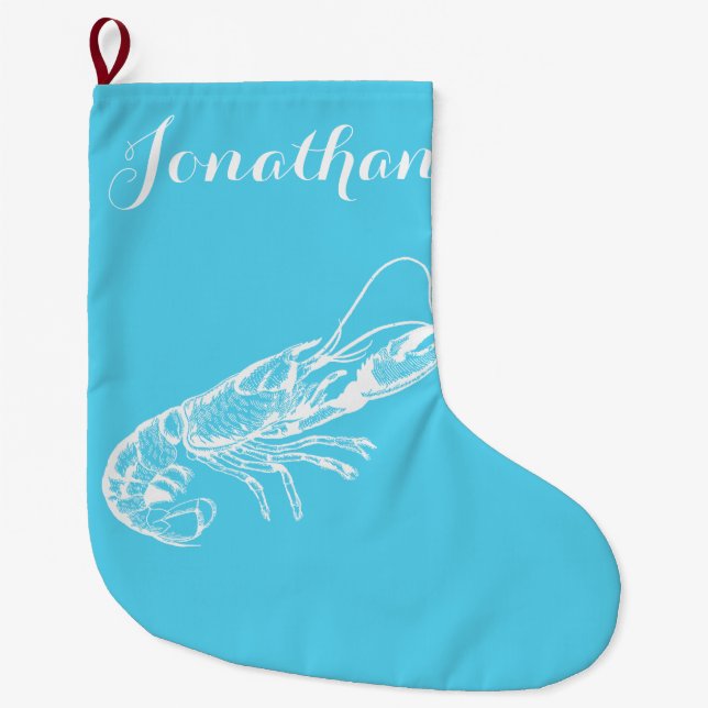 Coastal Christmas Lobster Stocking (Front)