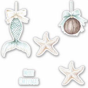 Coastal Christmas Mermaid Bow Starfish Beach