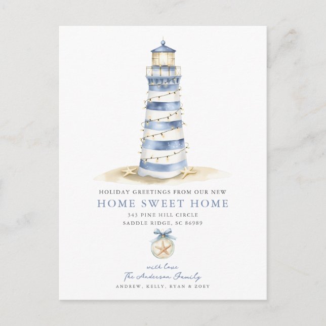 Coastal Christmas Moving Announcement Postcard (Front)