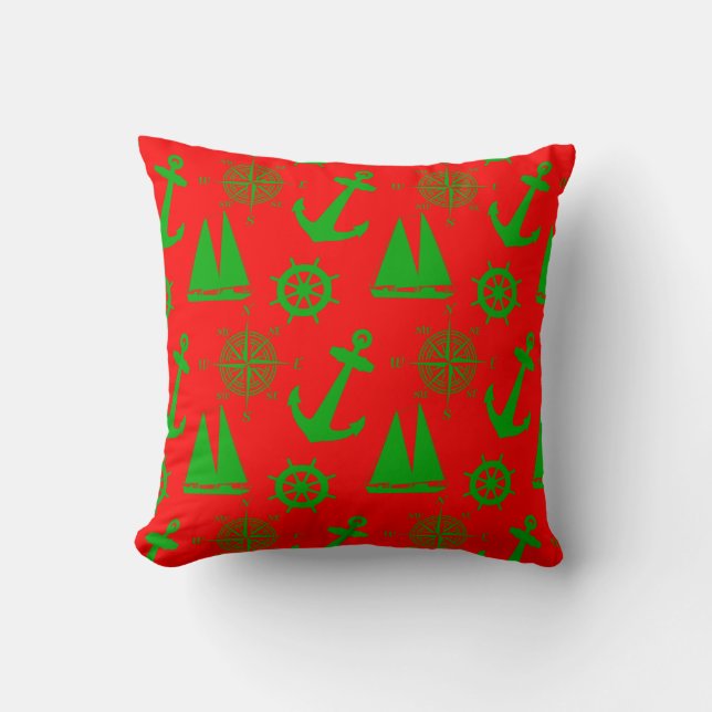 Coastal Christmas Nautical Pattern Cushion (Front)