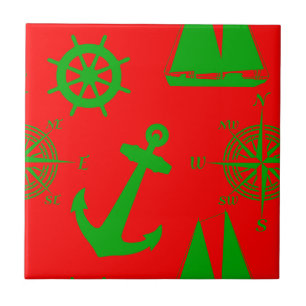 Coastal Christmas Nautical Pattern Tile