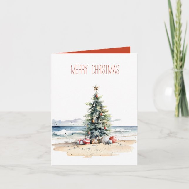 Coastal Christmas on the Beach Note Card (Front)