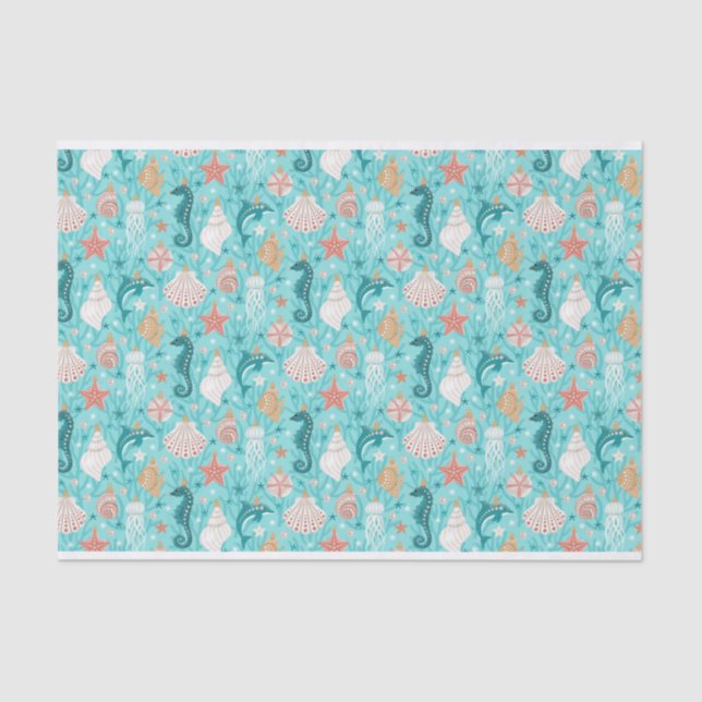 Coastal Christmas Ornaments Tissue Paper (Front)