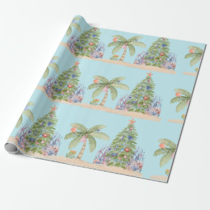 Coastal Christmas Palm Tree Gift Wrap – Ocean Holi