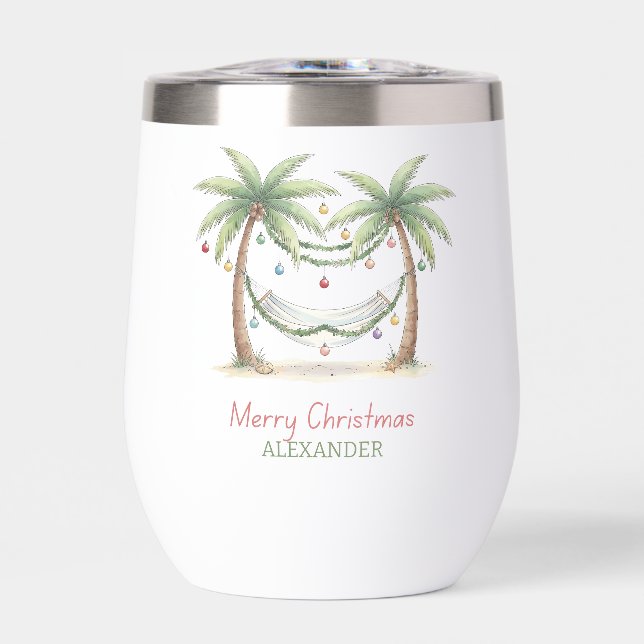 Coastal Christmas Palm Trees With Hammock (Front)