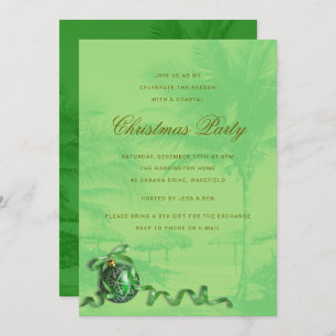 Coastal Christmas Party Palm Trees Invitation