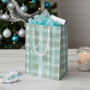 Coastal Christmas Plaid Pattern#2 ID1009 Medium Gift Bag