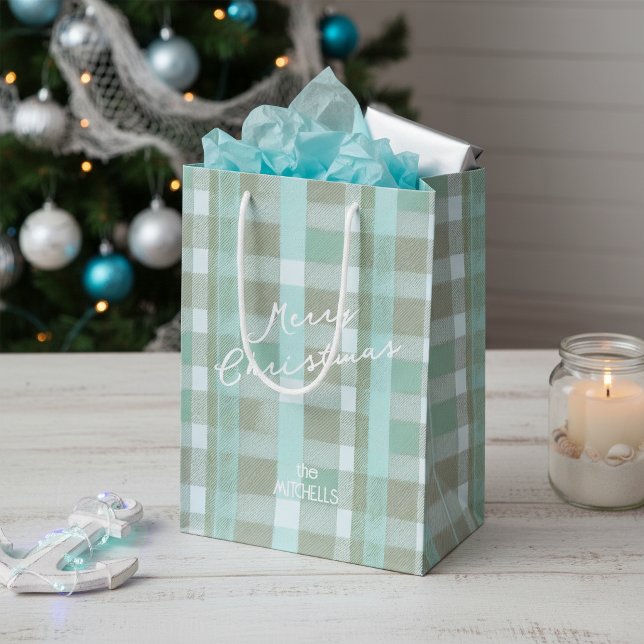 Coastal Christmas Plaid Pattern#2 ID1009 Medium Gift Bag (Creator Uploaded)