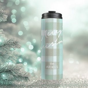 Coastal Christmas Plaid Pattern#2 ID1009 Thermal Tumbler