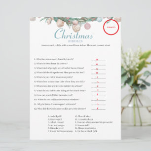 Coastal  Christmas Riddles game Answer card