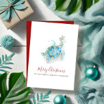 Coastal Christmas Sea Turtle Caregiver Watercolor Holiday Card<br><div class="desc">This simple holiday card features my original hand painted watercolor sea turtle with a sprig of holly and rustic red berries on a crisp white background. The words Merry Christmas To The World's Best Caregiver are set in a modern brush script and sans serif typography. Personalise however you like. The...</div>