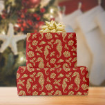 Coastal Christmas Seahorse Gold Glitter Red Wrapping Paper<br><div class="desc">This beautiful coastal Christmas wrapping paper features a pattern of gold glitter seahorses,  seashells,  and holly sprigs on a red background,  for a festive beach holiday design. If you would like this design on more products or other colorways,  or for other design-related enquiries,  please contact me through Zazzle Chat.</div>