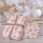 Coastal Christmas Seahorse Rose Gold Glitter Pink  Wrapping Paper<br><div class="desc">This beautiful coastal Christmas wrapping paper features a nautical ocean pattern of rose gold glitter seahorses,  seashells,  and holly sprigs on a blush pink background. If you would like this design on more products or other colorways,  or for other design-related enquiries,  please contact me through Zazzle Chat.</div>