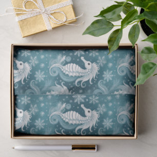 Coastal Christmas Seahorse & Snowflakes #13 ID1009 Tissue Paper