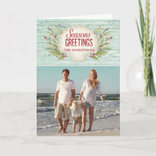 Coastal Christmas Seashell Holiday Photo Card