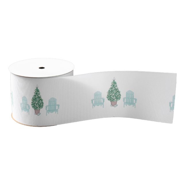 Coastal Christmas Seashell Tree Adirondack Chairs Grosgrain Ribbon (Spool)