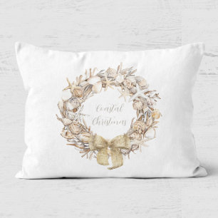 Coastal Christmas Seashell Wreath Holiday Decorative Cushion