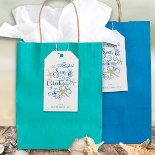 Coastal Christmas SEAsons Greetings Elegant Script Gift Tags