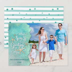 Coastal Christmas SEAsons Greetings Photo Holiday Card