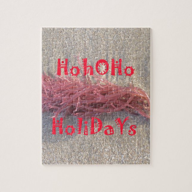 Coastal Christmas: Seaweed on Ash Gray Sand Festiv Jigsaw Puzzle (Vertical)