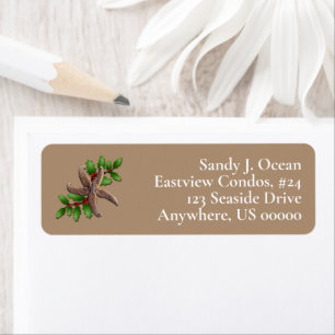Coastal Christmas Starfish Holly Return Address