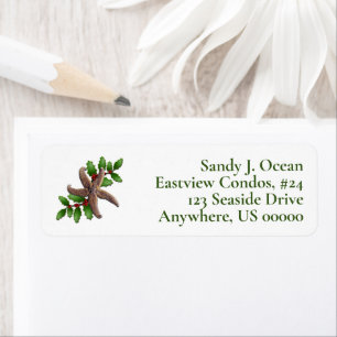 Coastal Christmas Starfish Holly Return Address