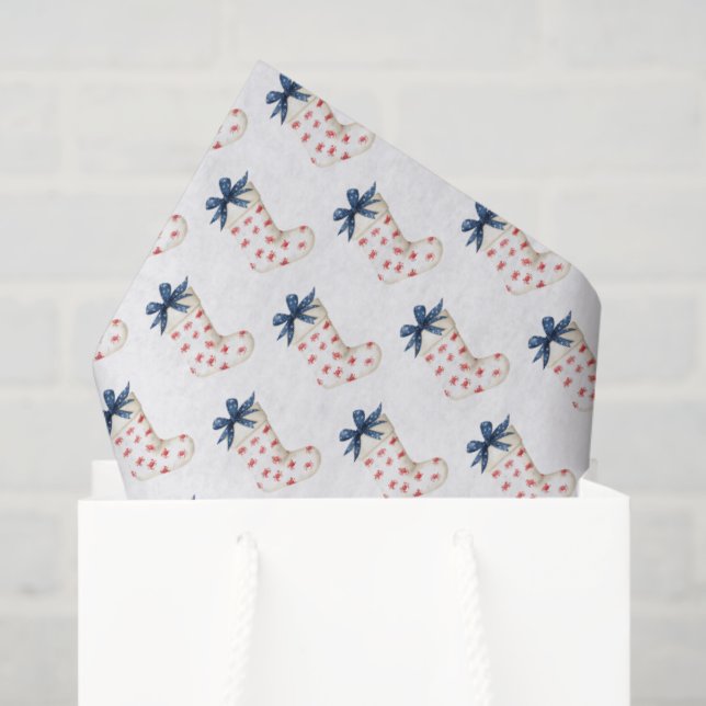 Coastal Christmas Stockings With Crabs Tissue Paper (Gift Bag)