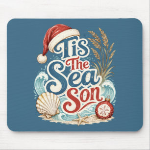 Coastal Christmas Tis Sea Son Typography Mouse Mat