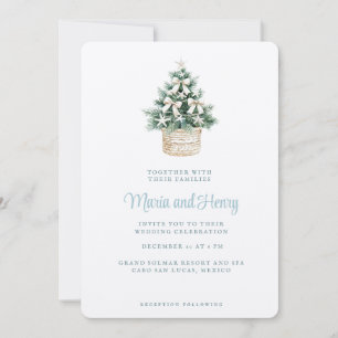 Coastal Christmas Tree   Beach Wedding Invitation
