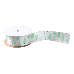 Coastal Christmas Trees Turquoise Satin Ribbon