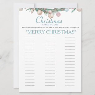Coastal  Christmas Words game card
