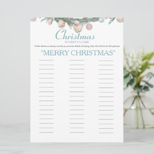 Coastal  Christmas Words game card