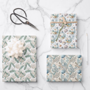 Coastal Christmas Wrapping Paper Sheet