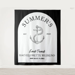 Coastal Classic Modern Elegant Black Bachelorette Tapestry