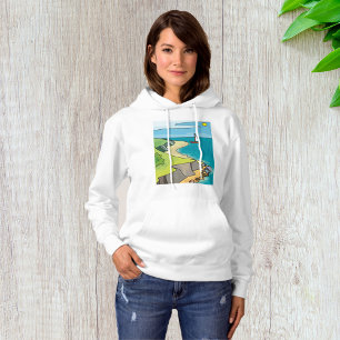 Coastal Cliff Beach Sailboat Hoodie