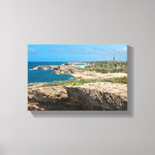 Coastal Cliffs and Beaches at Cueva del Indio Canvas Print (Front)