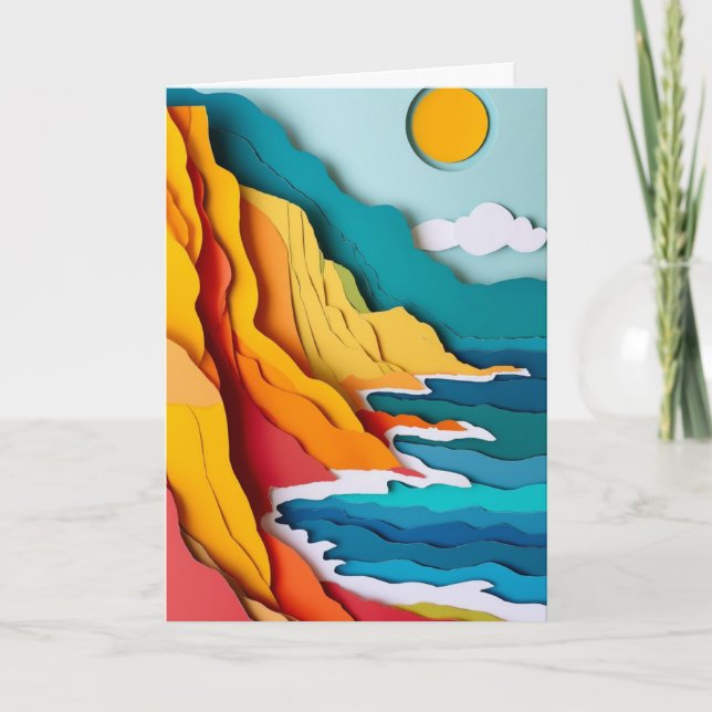 Coastal Cliffs Ocean Sunrise Card (Front)