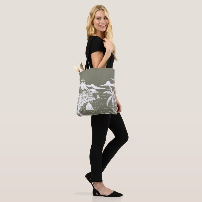 Coastal Cliffside Village Tote Bag (On Model)