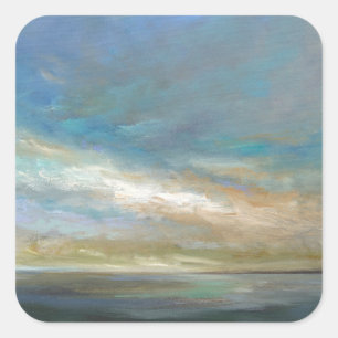 Coastal Clouds with Ocean Square Sticker